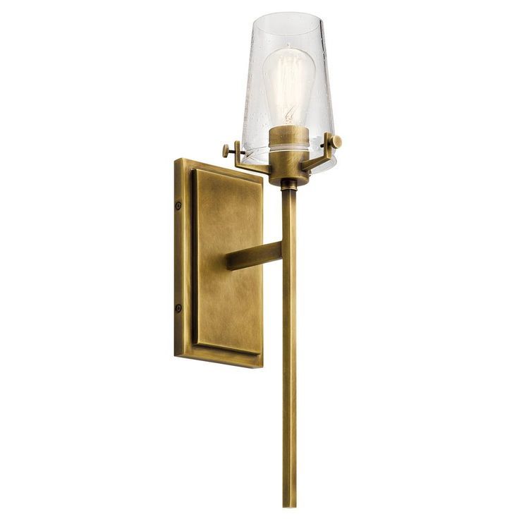 Kichler Alton 1 Light Natural Brass Wall Sconce With Clear With Regard To Bubbles Clear And Natural Brass One Light Chandeliers (View 3 of 15)