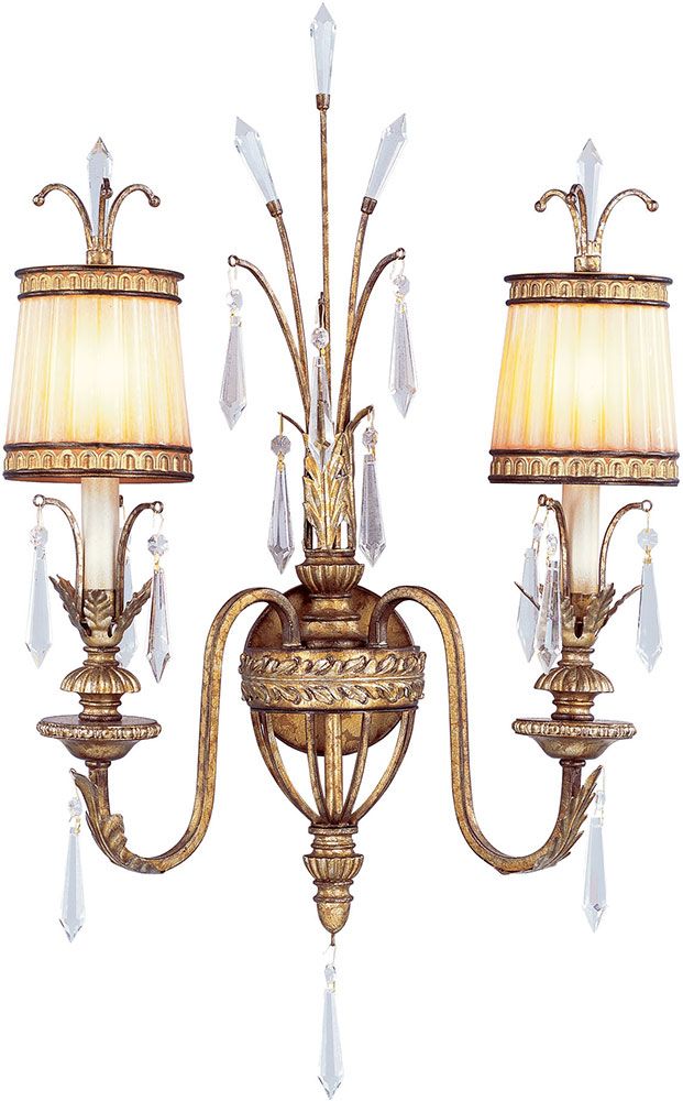 Livex 8802 65 La Bella Hand Painted Vintage Gold Leaf Wall Intended For Antique Gild Two Light Chandeliers (View 15 of 15)