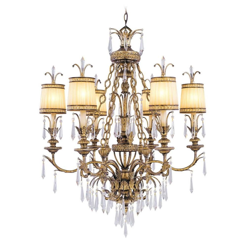 Livex Lighting 6 Light Vintage Gold Leaf Incandescent With Antique Gild Two Light Chandeliers (View 8 of 15)
