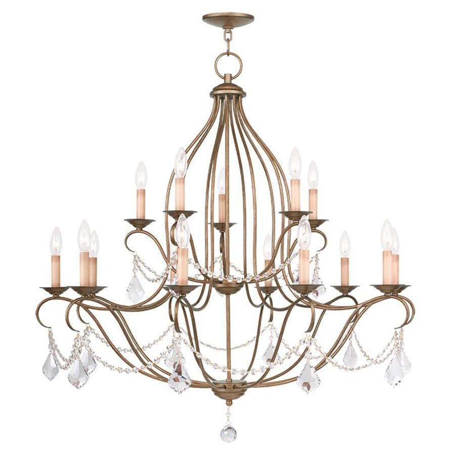 Livex Lighting Chesterfield 15 Light Antique Gold Leaf Intended For Antique Gold 18 Inch Four Light Chandeliers (View 7 of 15)