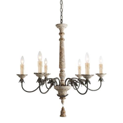 Lnc Andromeda 6 Light Distressed White Wood French Country Within French White 27 Inch Six Light Chandeliers (View 3 of 15)