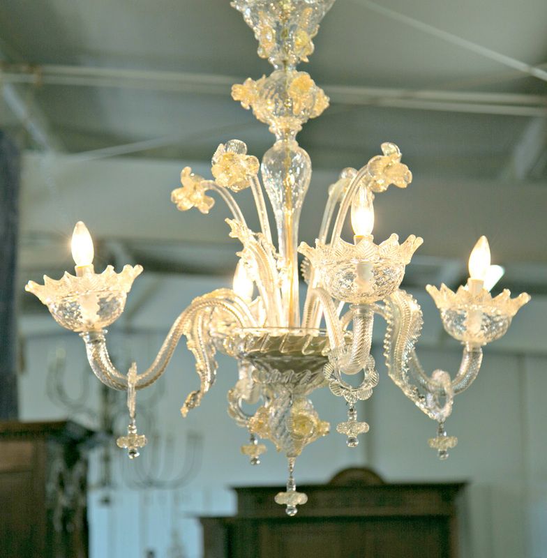Lolo French Antiques Vintage Four Light Gold Dust Murano For Antique Gild Two Light Chandeliers (View 1 of 15)