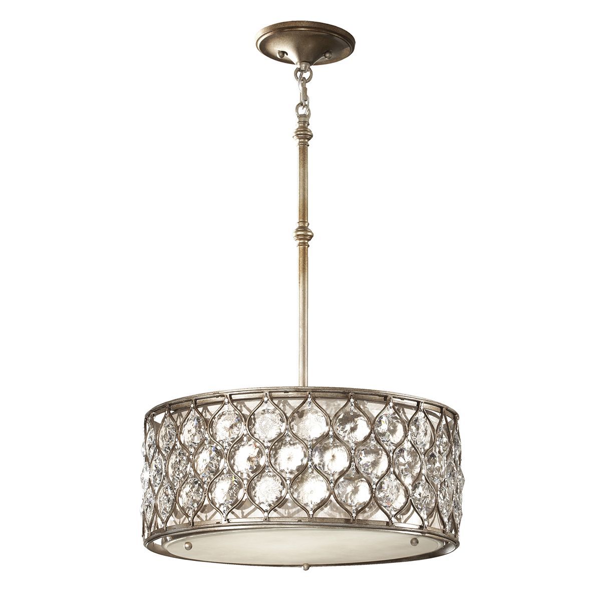 Lucia 2 Light Pendant Chandelier In Burnished Silver With With Regard To Burnished Silver 25 Inch Four Light Chandeliers (View 5 of 15)