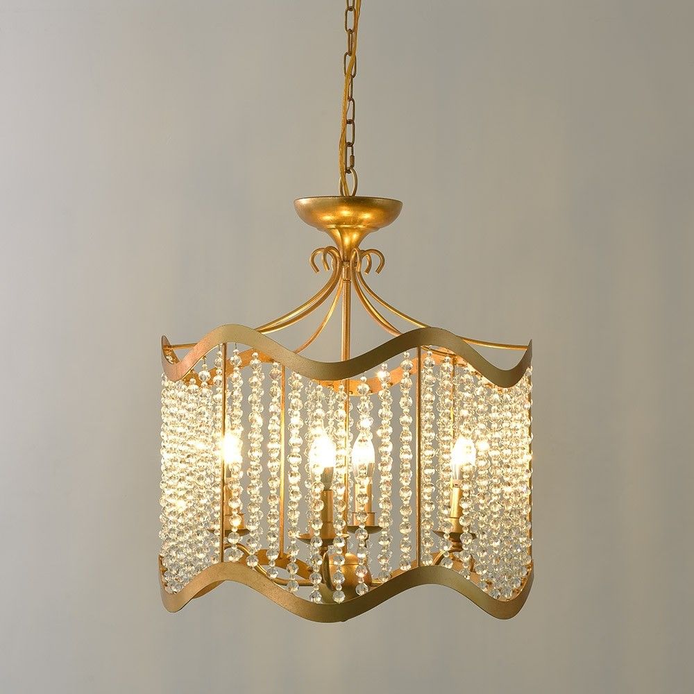 Luxury Glew Vintage Retro 4 Light Beaded Chandelier Gold With Regard To Antique Gold 13 Inch Four Light Chandeliers (View 4 of 15)