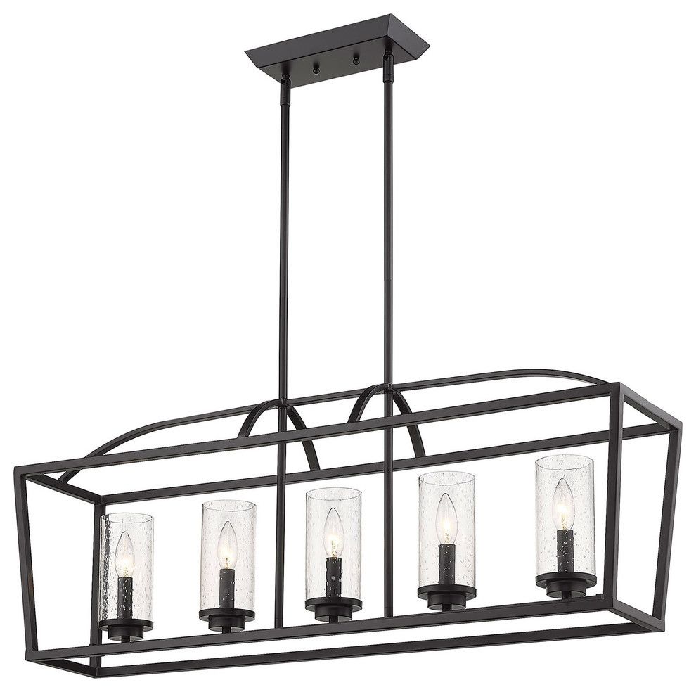 Mercer 5 Light Linear Pendant, Matte Black – Transitional With Regard To Midnight Black Five Light Linear Chandeliers (View 2 of 15)