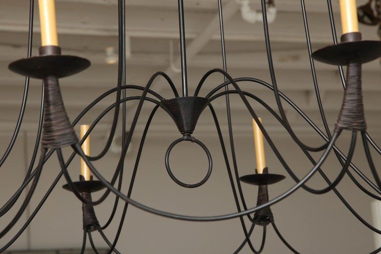 Midcentury Black Iron Eight Arm Chandelier At 1Stdibs Intended For Black Iron Eight Light Chandeliers (View 2 of 15)