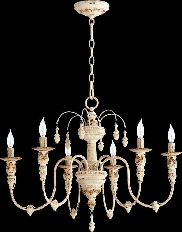 New Horchow French Restoration Vintage Hardware Antique Regarding French Washed Oak And Distressed White Wood Six Light Chandeliers (View 6 of 15)