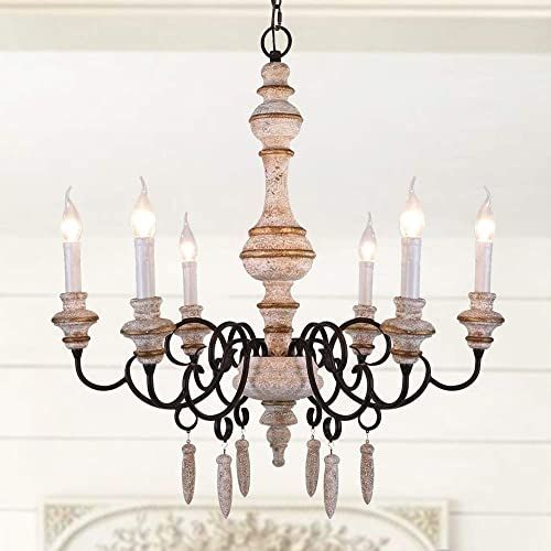Osairuos French Country Chandelier White Distressed Inside French White 27 Inch Six Light Chandeliers (View 4 of 15)