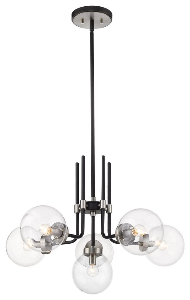 Parsons 6 Light Chandelier In Matte Black And Brushed Throughout Matte Black Four Light Chandeliers (View 1 of 15)