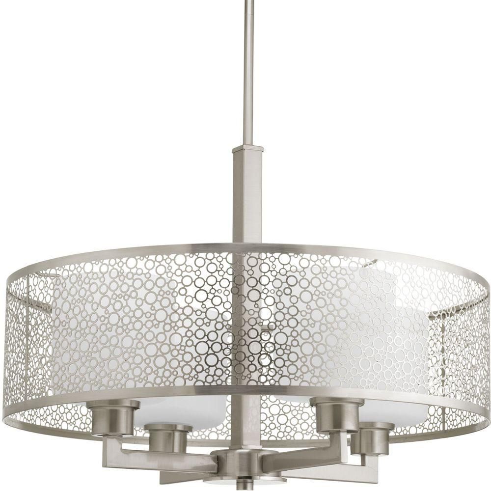 Progress Lighting Mingle Collection 4 Light Brushed Nickel Throughout Steel 13 Inch Four Light Chandeliers (View 8 of 15)