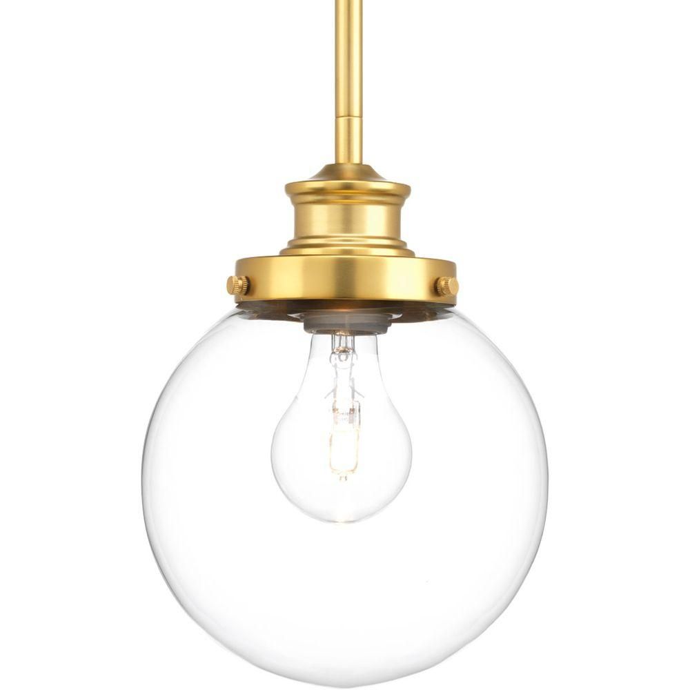Progress Lighting Penn Collection 1 Light Natural Brass Within Bubbles Clear And Natural Brass One Light Chandeliers (View 1 of 15)