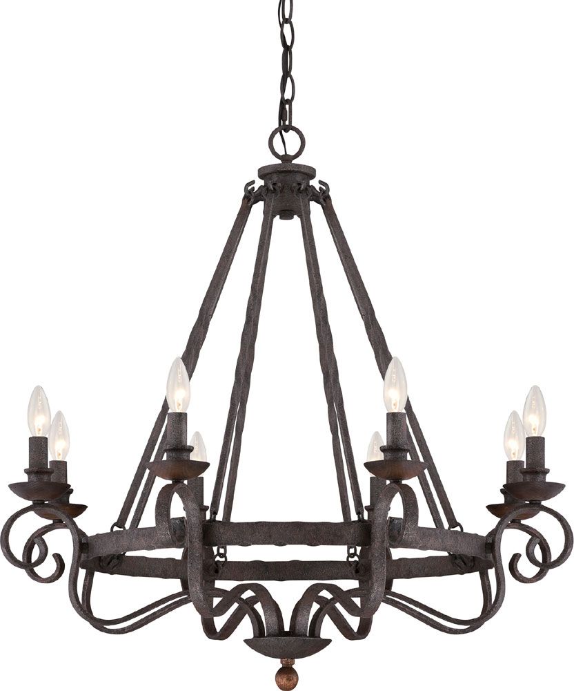 Quoizel Nbe5008Rk Noble Traditional Rustic Black Intended For Rustic Black 28 Inch Four Light Chandeliers (View 8 of 15)