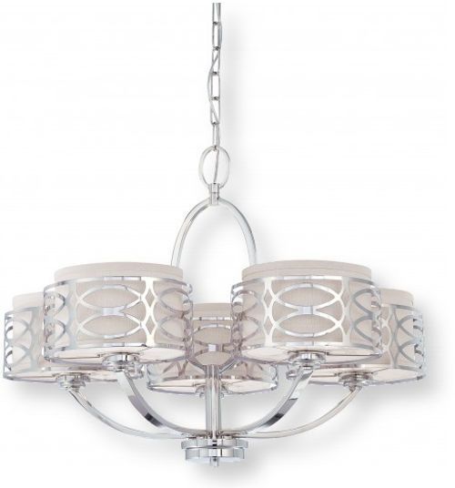 Satco Nuvo 60 4625 Five Light Chandelier In Polished Regarding Stone Grey With Brushed Nickel Six Light Chandeliers (View 15 of 15)