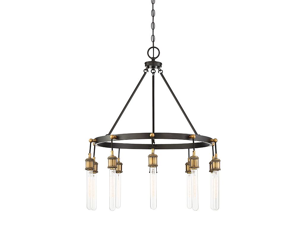 Savoy House 1 2904 10 Brass/Black Campbell 10 Light 28"W In Black And Brass 10 Light Chandeliers (View 12 of 15)