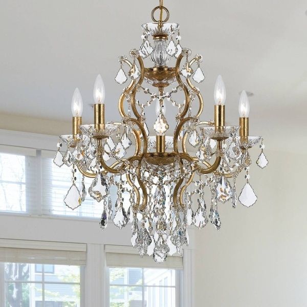 Shop 6 Light Antique Gold/Crystal Chandelier – On Sale Regarding Antique Gild Two Light Chandeliers (View 6 of 15)