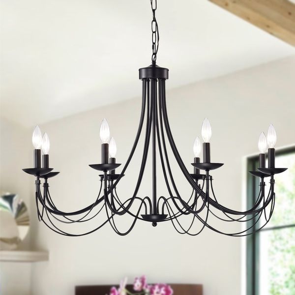 Shop Clash 8 Light 35 Inch Matte Black Branched Chandelier With Regard To Matte Black Four Light Chandeliers (View 12 of 15)
