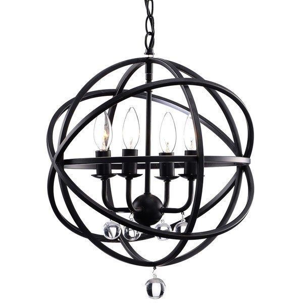 Shop Silver Orchid Shearer Antique Black Metal Sphere 4 Intended For Four Light Antique Silver Chandeliers (View 13 of 15)