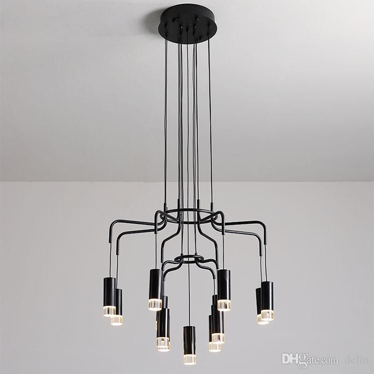 Stylish Modern Led Chandelier For Living Room Dining Room For Matte Black Nine Light Chandeliers (View 5 of 15)