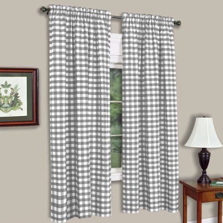 Sweet Home Collection Buffalo Check Plaid Semi Sheer Rod Throughout Semi Sheer Rod Pocket Kitchen Curtain Valance And Tiers Sets (View 8 of 15)