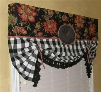 Valance French Country Toile Rooster Plaid Buffalo Check Pertaining To Barnyard Buffalo Check Rooster Window Valances (View 10 of 15)