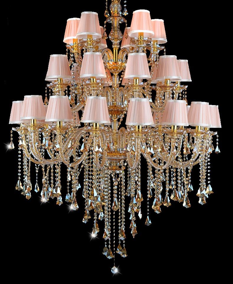 Vintage 32 Arm Led Gold Crystal Chandelier For Living Room For Antique Gild One Light Chandeliers (View 5 of 15)