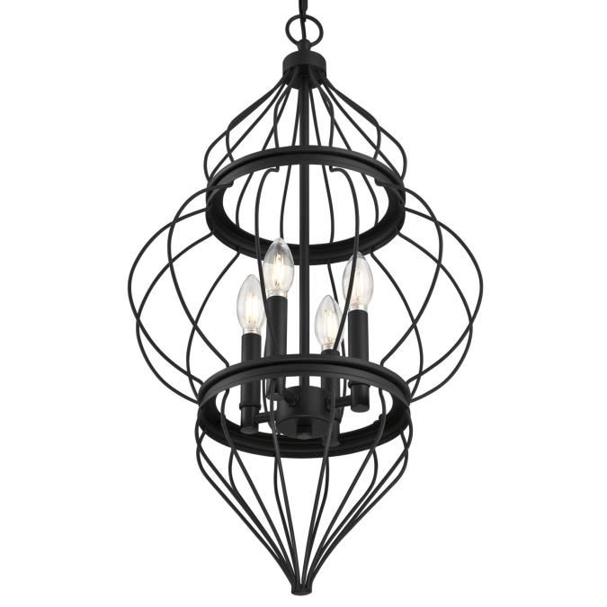 Westinghouse Lighting Salma Four Light Indoor Chandelier With Isle Matte Black Four Light Chandeliers (View 2 of 15)