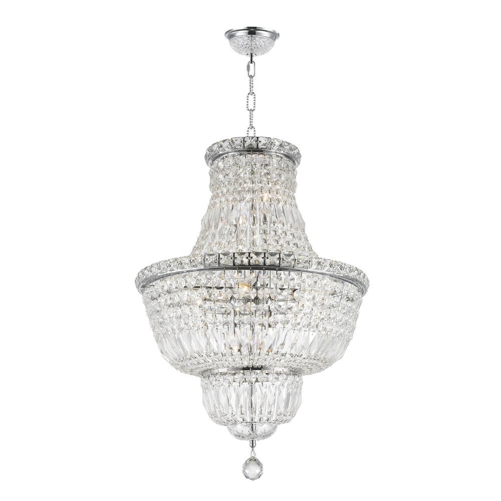 Worldwide Lighting Empire 12 Light Polished Chrome And Intended For Polished Chrome Three Light Chandeliers With Clear Crystal (View 15 of 15)