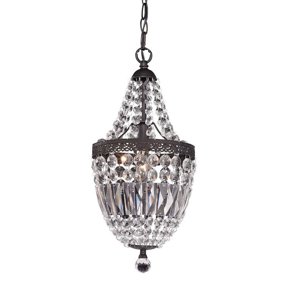 1 Light Crystal Shade Chandelier In Clear Crystal, Dark Pertaining To Bronze And Scavo Glass Chandeliers (View 10 of 15)