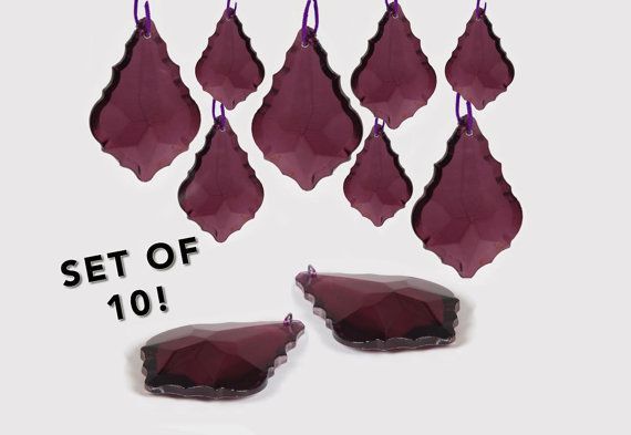 10 Dark Purple French Hanging Glass Chandelier Crystal W Within Dark Mocha Ribbon Chandeliers (View 5 of 15)