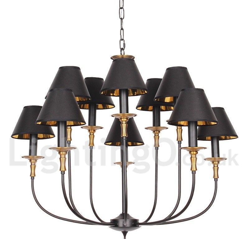 10 Light Rustic Retro Black Bar 2 Tier Large Chandelier With Regard To Rustic Black Chandeliers (View 14 of 15)