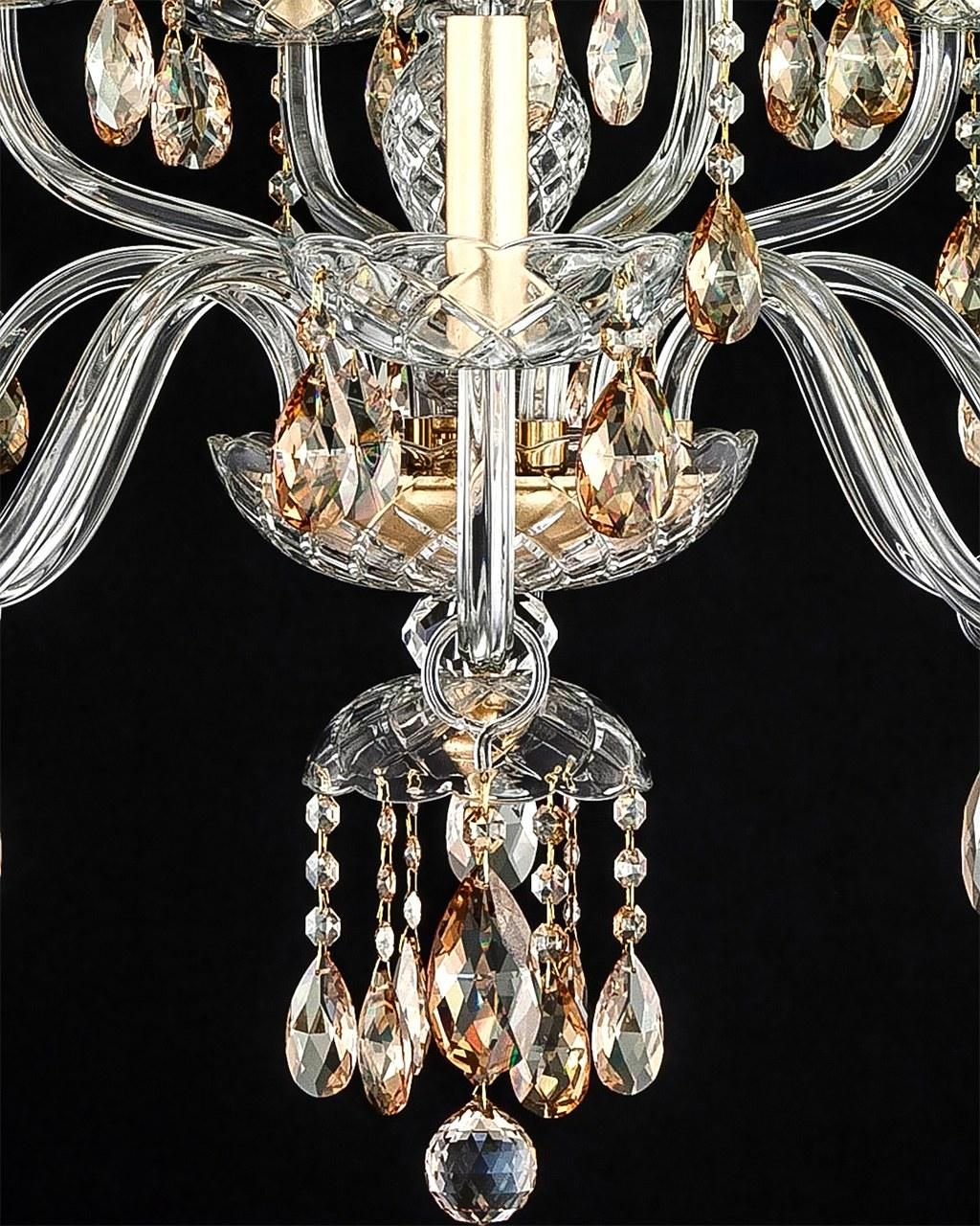 104 / Ch 12 / Gold Leaf / Crystal Chandelier – Grandoluce Throughout Soft Gold Crystal Chandeliers (View 5 of 15)