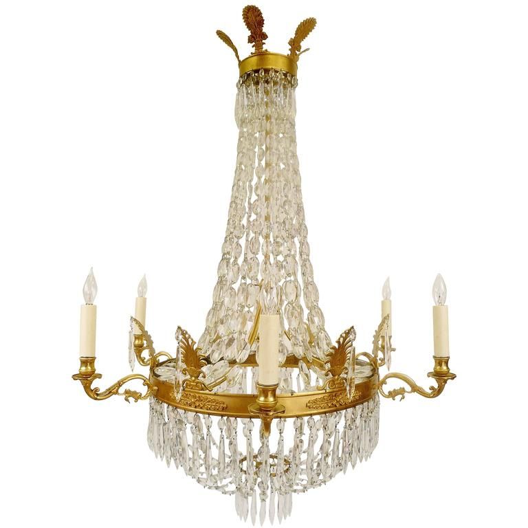 1Stdibs Bronze, Crystal Gilt Style Empire French Intended For Roman Bronze And Crystal Chandeliers (View 4 of 15)