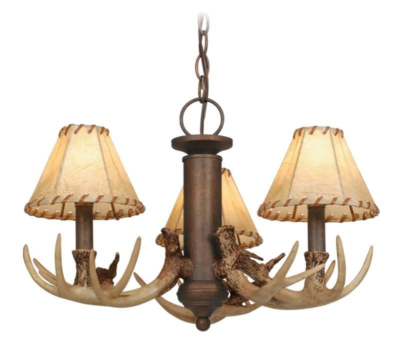 3 Light Lodge Antler Chandelier Throughout 3 Light Pendant Chandeliers (Photo 9 of 15)