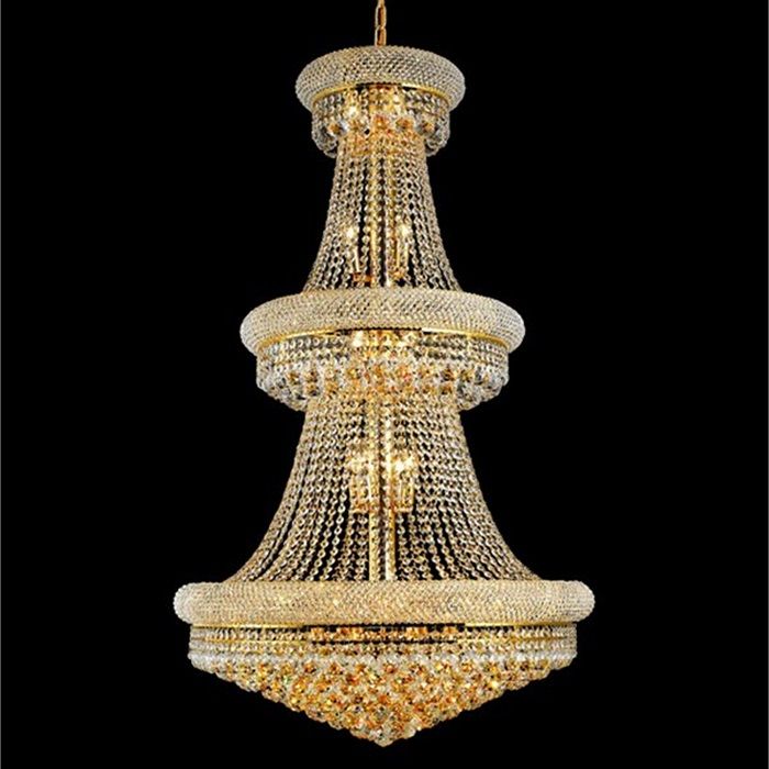 30 Inch Three Tiers Empire Crystal Chandelier In Gold In Roman Bronze And Crystal Chandeliers (View 6 of 15)