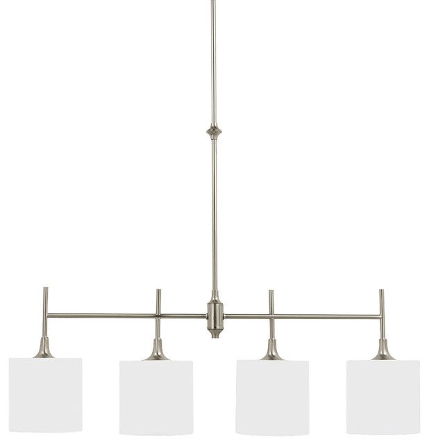 4 Light Island Brushed Nickel Pendant – Transitional Throughout Gray And Nickel Kitchen Island Light Pendants Lights (View 7 of 15)