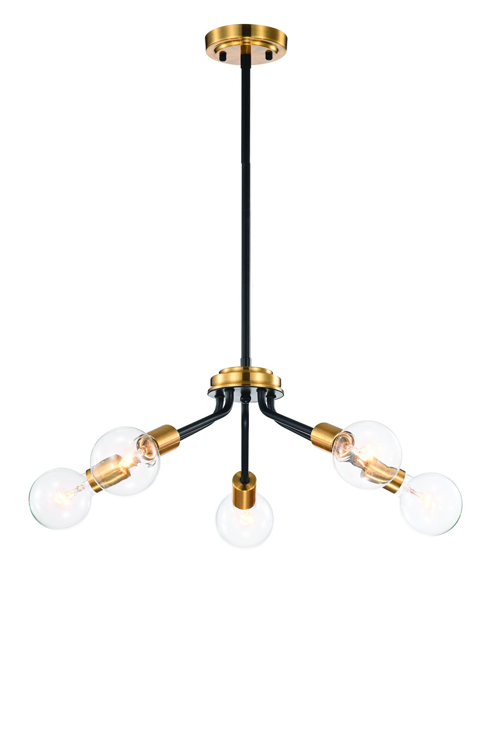 5 Light Black And Antique Gold Modern Contemporary Sputnik Pertaining To Gold And Wood Sputnik Orb Chandeliers (View 2 of 15)