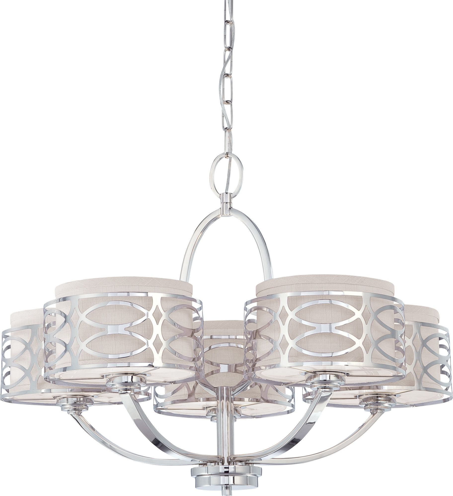 5 Light – Chandelier – Slate Gray Fabric Shades – Walmart Inside Stone Gray And Nickel Chandeliers (View 4 of 15)