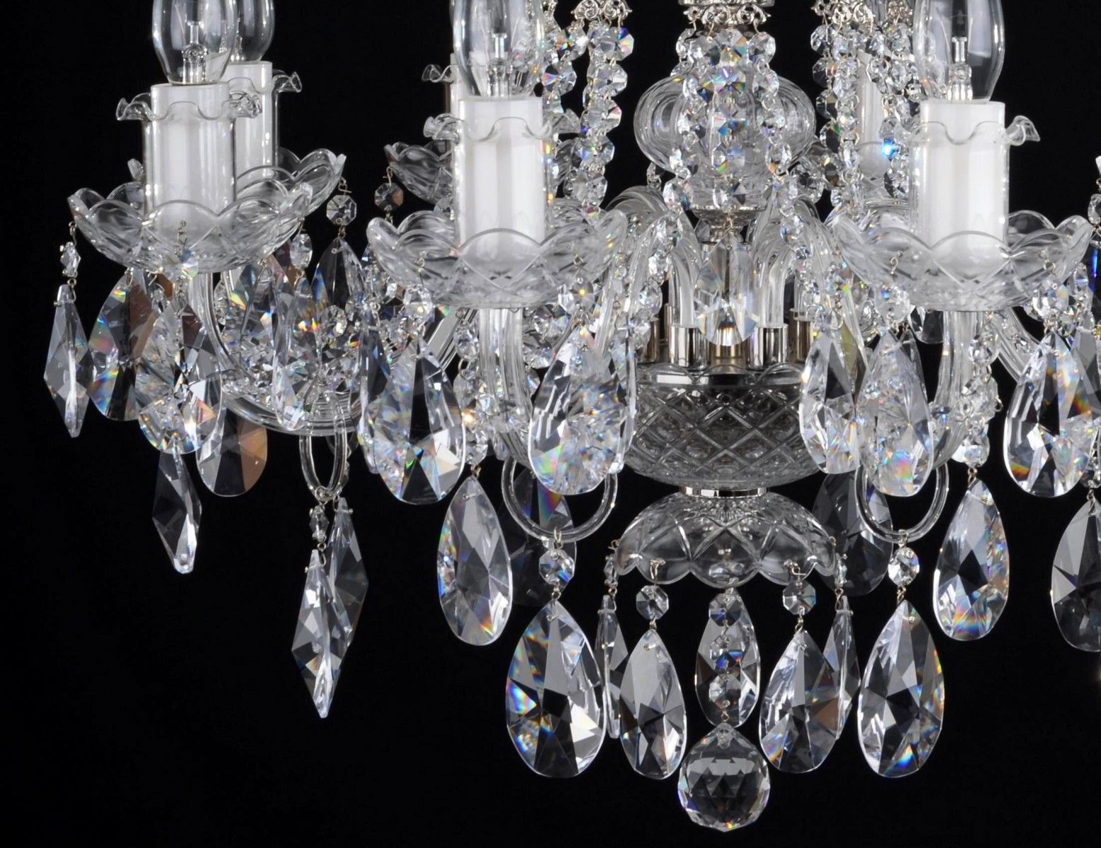 8 Arms Silver Crystal Chandelier With Cut Crystal Almonds For Soft Silver Crystal Chandeliers (View 1 of 15)