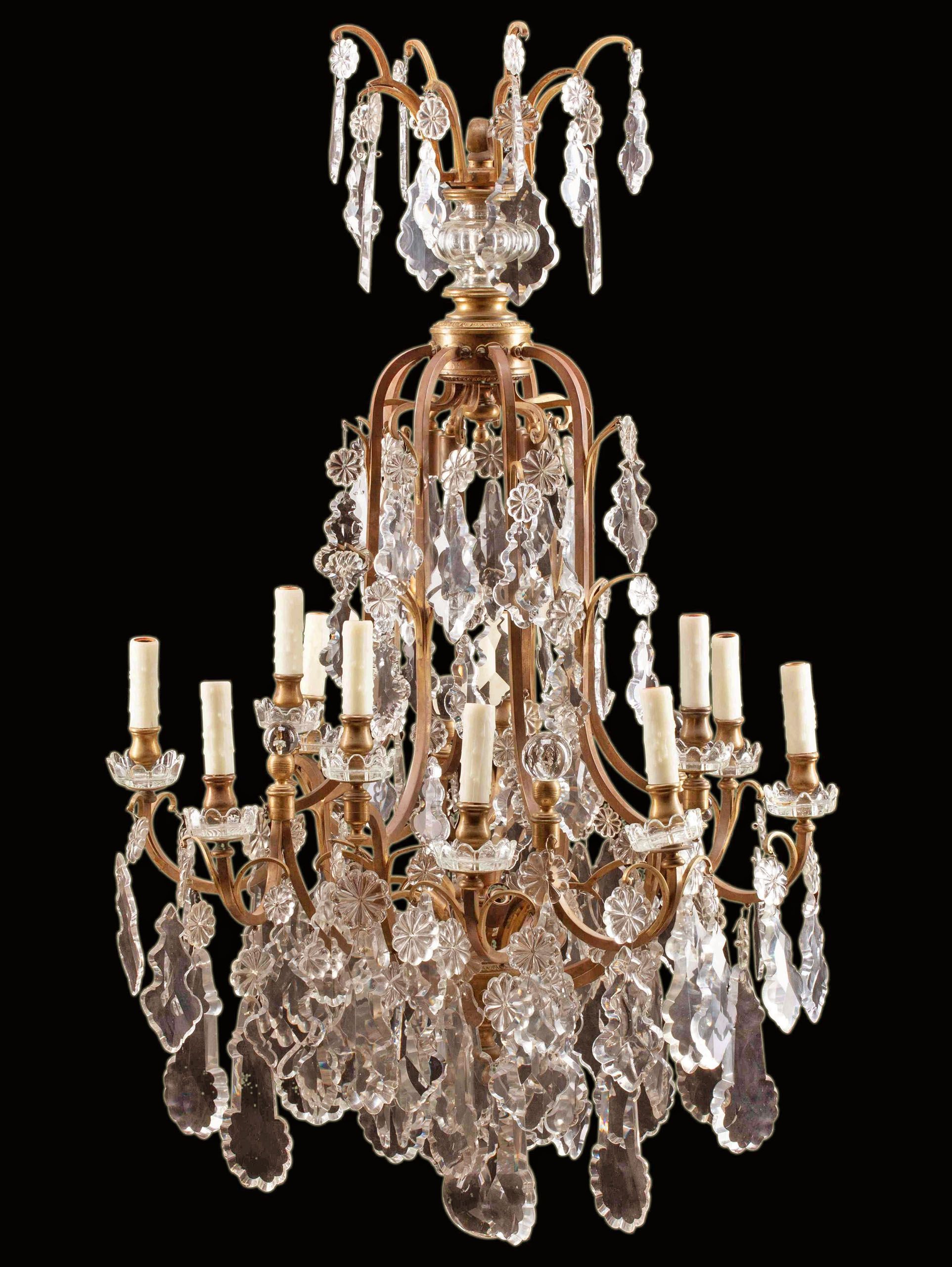 A Very Fine Gilt Bronze & Crystal Chandelier. In The Louis With Bronze And Scavo Glass Chandeliers (Photo 12 of 15)