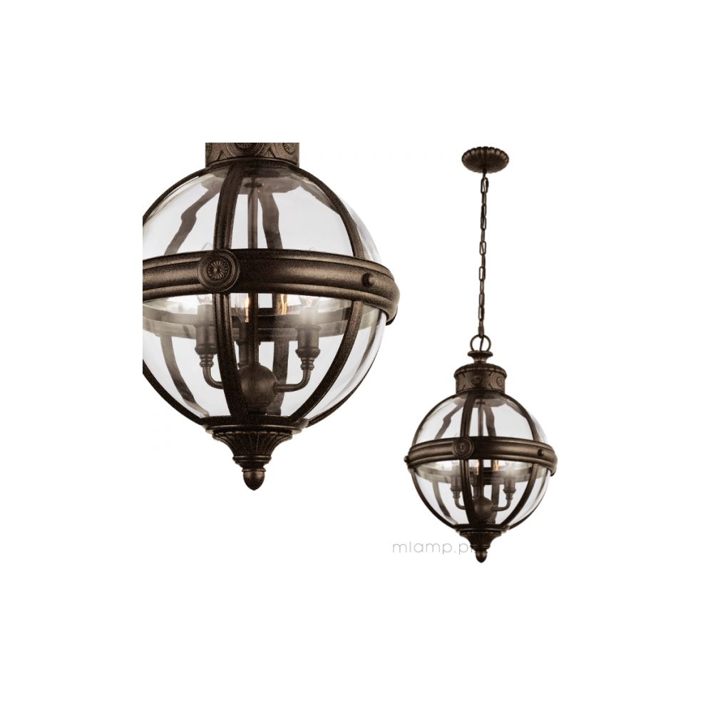 Adams Victorian Bronze Pendant Globe Light Chandelier, 3 Throughout Bronze With Clear Glass Pendant Lights (View 15 of 15)