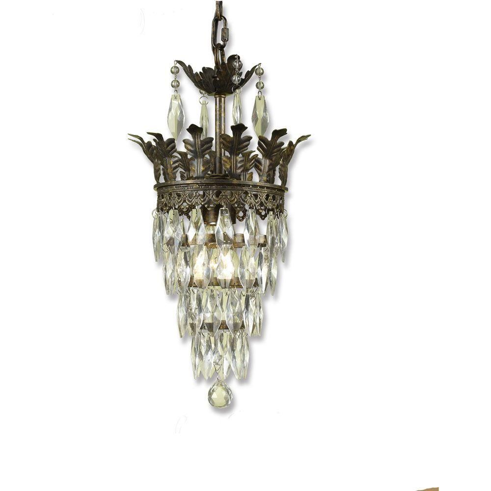 Af Lighting Sovereign 1 Light Gold Mini Chandelier 7507 1H Intended For Walnut And Crystal Small Mini Chandeliers (View 12 of 15)