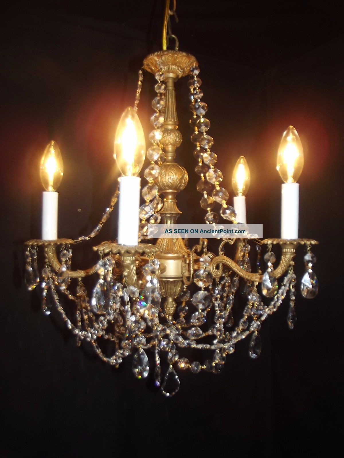 Antique Brass Crystal Chandelier 5 Lights Quality 30 Lead Throughout Antique Brass Crystal Chandeliers (View 2 of 15)