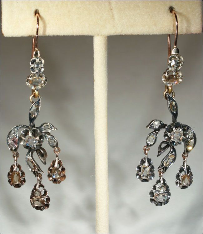 Antique Early Victorian Diamond Chandelier Earrings Within Warm Antique Gold Ring Chandeliers (View 6 of 15)