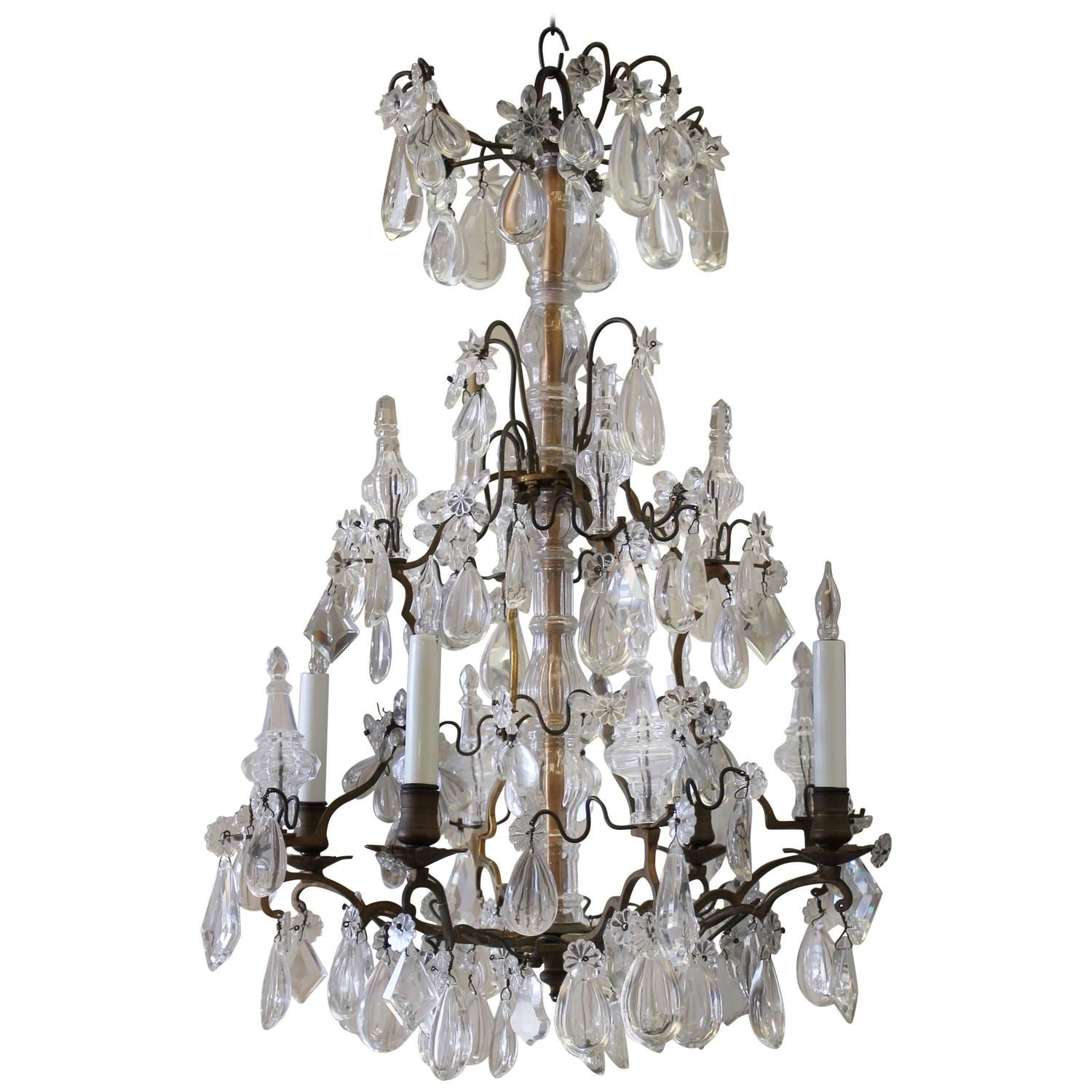 Antique French Bronze And Crystal Chandelier For Sale At Inside Bronze And Crystal Chandeliers (View 10 of 15)