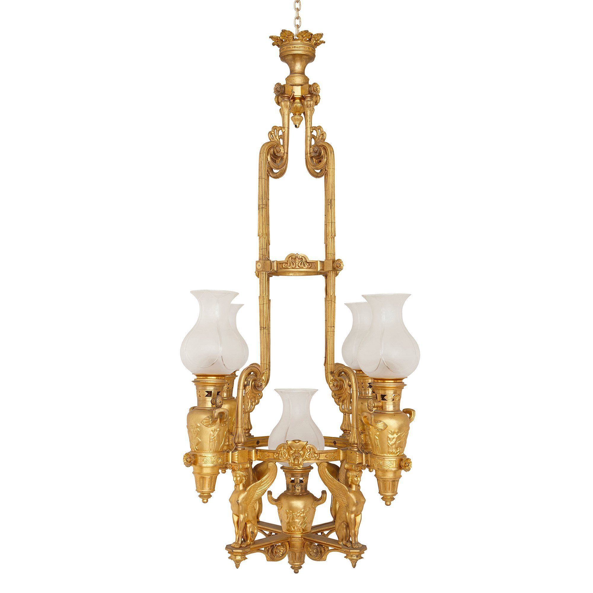 Antique French Empire Style Ormolu Chandelier | Bronze Intended For Roman Bronze And Crystal Chandeliers (View 14 of 15)