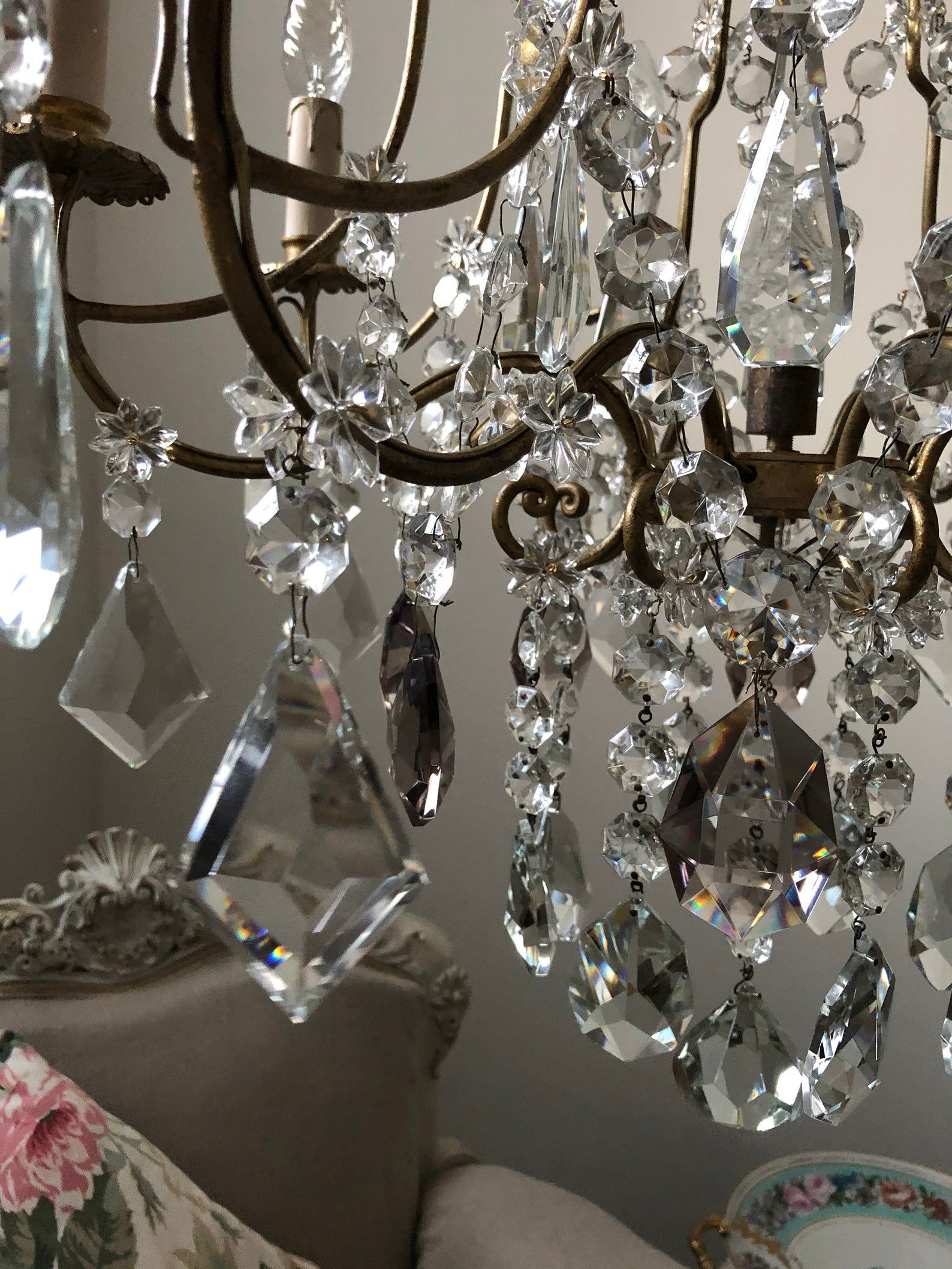Antique Italian Crystal Chandelier, Rare Champagne And Inside Champagne Glass Chandeliers (View 4 of 15)
