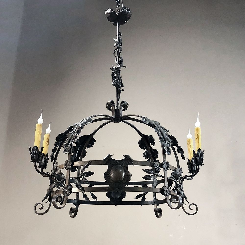 Antique Italian Wrought Iron Chandelier For Wrought Iron Chandeliers (View 6 of 15)