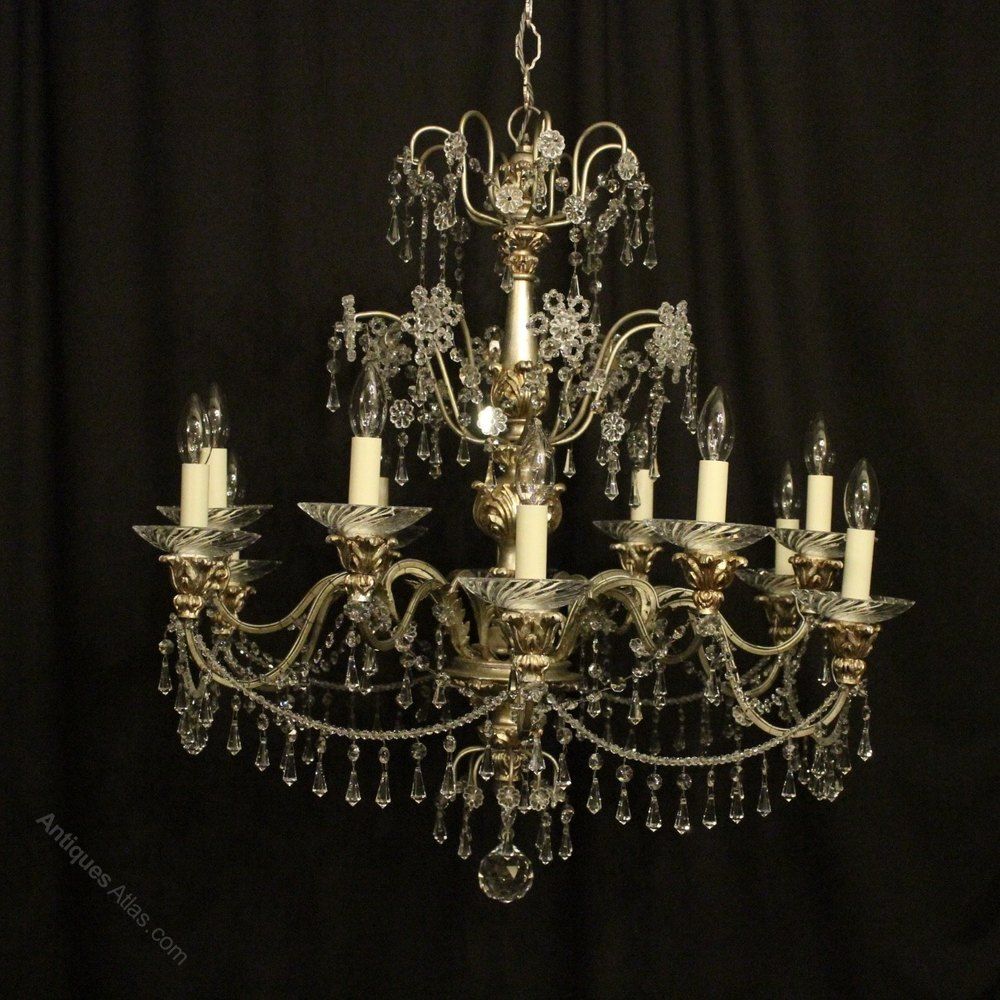 Antiques Atlas – Florentine Silver Gilded & Crystal Chandelier Pertaining To Soft Silver Crystal Chandeliers (View 5 of 15)