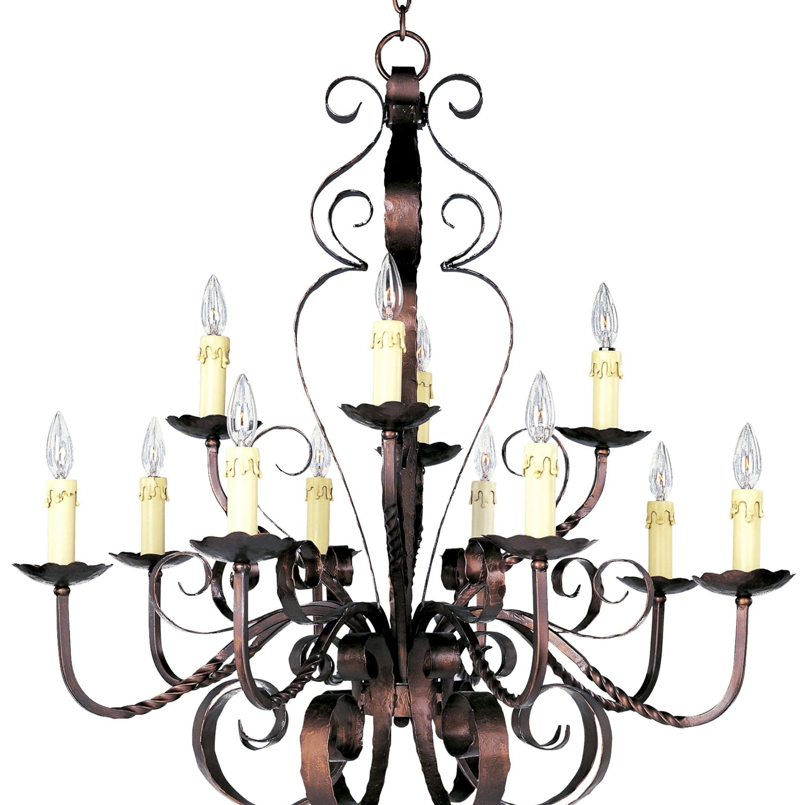 Aspen Collection 36" Wide Two Tiered Wrought Iron Within Bronze Metal Chandeliers (View 2 of 15)