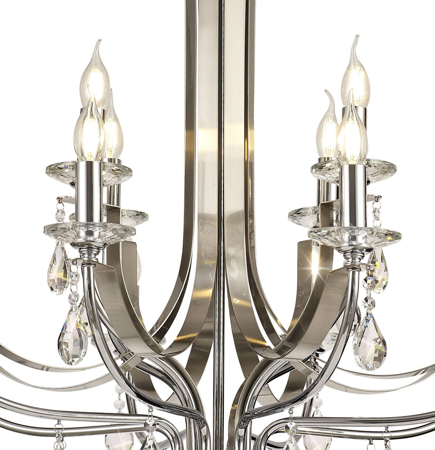 Avilia Pendant 12 Light E14 Polished Chrome/Satin Nickel With Satin Nickel Crystal Chandeliers (View 15 of 15)